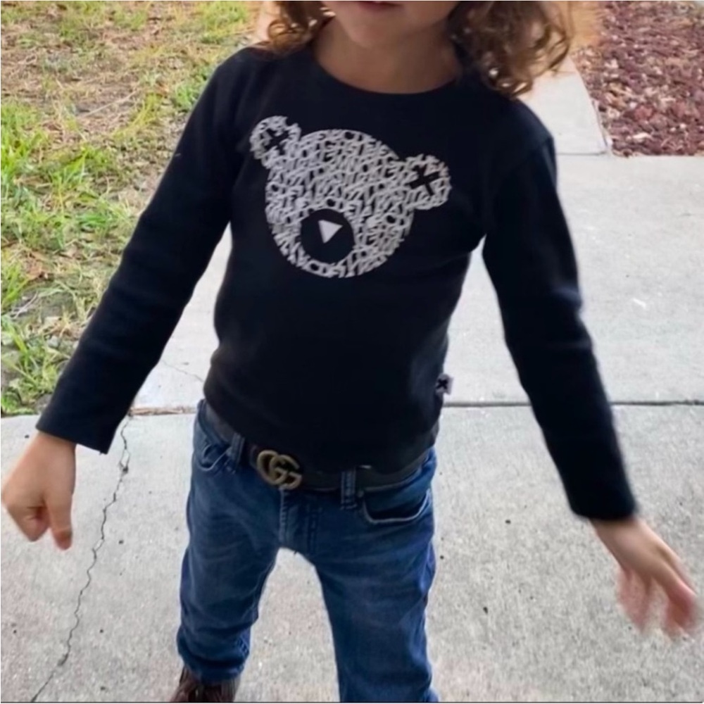 Authentic HuxBaby designer signature bear organic long sleeve tee shirt sz 3T